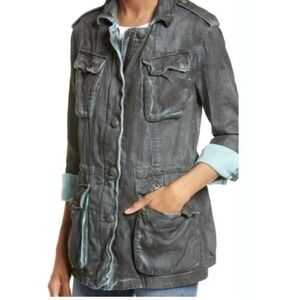 Free People Military Jacket S / P Gray Blue Double‎ Cloth Utility Coat